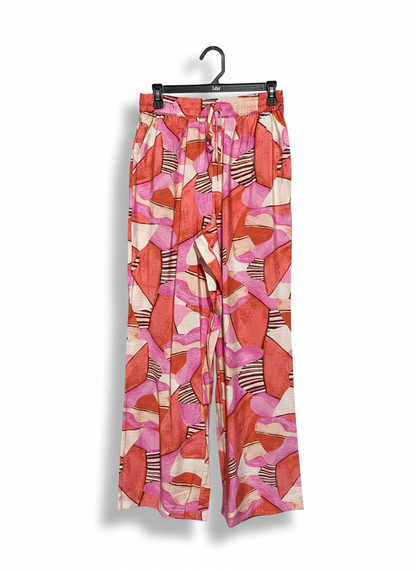 LILY LOVES |M| WAIST 28| VIBRANT ABSTRACT GEOMETRIC PRINT WIDE-LEG PANTS