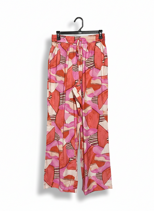 LILY LOVES |M| WAIST 28| C8| VIBRANT ABSTRACT GEOMETRIC PRINT WIDE-LEG PANTS