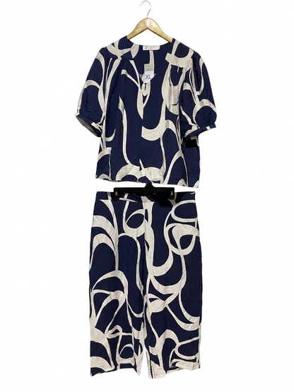PRIMARK |XL| B10| NAVY AND WHITE ABSTRACT PRINT TWO-PIECE COORDINATED SET