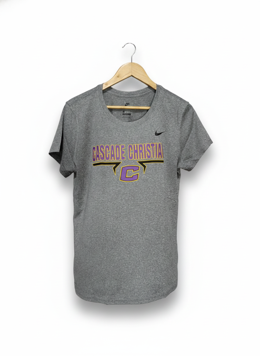 NIKE |L|BUST 20|GRAY NIKE "CASCADE CHRISTIAN" T-SHIRT