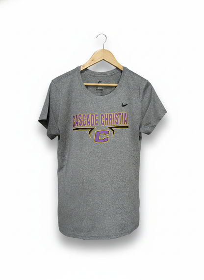 NIKE |L|BUST 20|GRAY NIKE "CASCADE CHRISTIAN" T-SHIRT