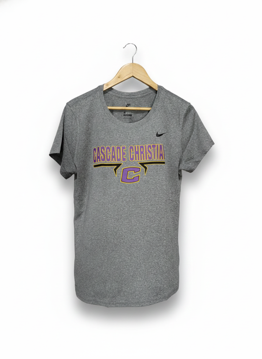 NIKE |L|BUST 20|GRAY NIKE "CASCADE CHRISTIAN" T-SHIRT