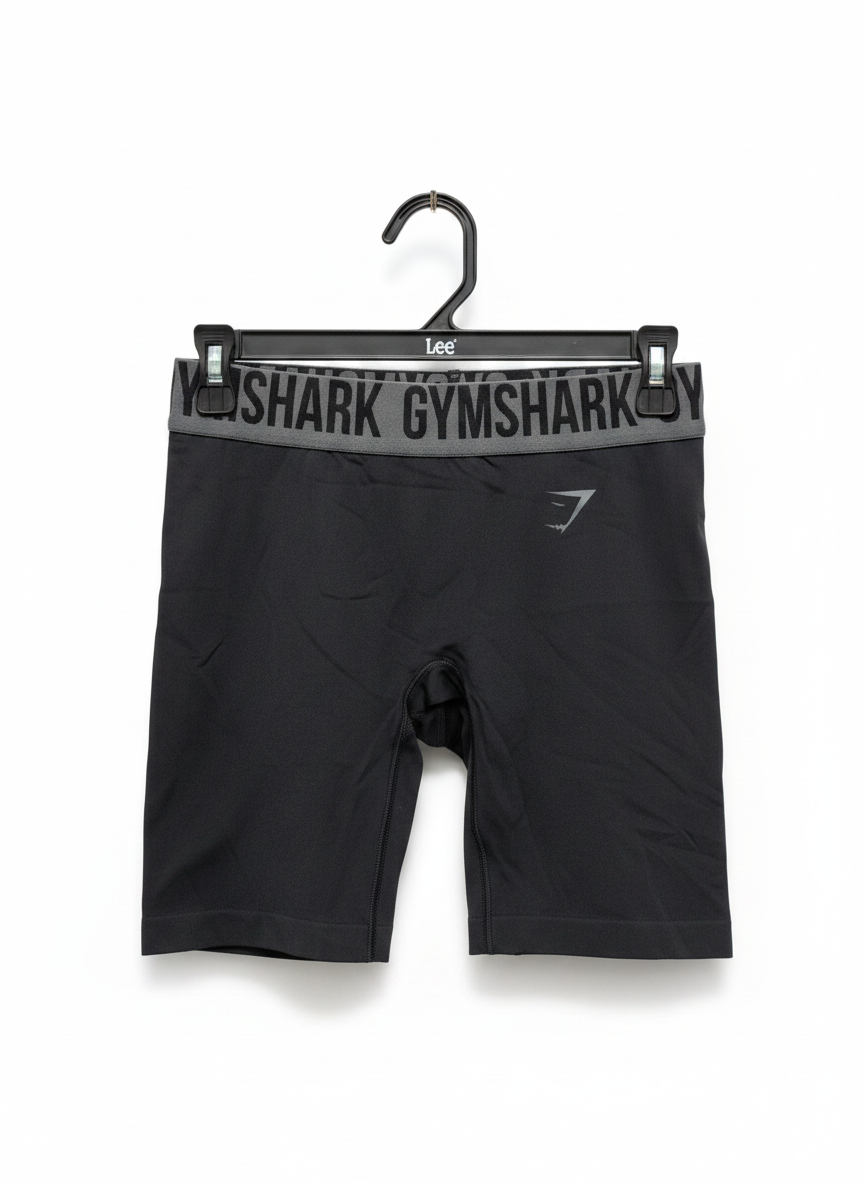 GYMSHARK |S| WAIST 26|  FLEX SHORTS - BLACK/GREY TRAINING CYCLING SHORTS