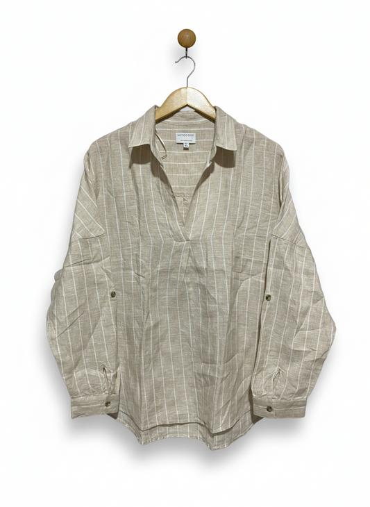 WITCHERY |XL| BUST 25| V-NECK LONG SLEEVE ROLL-TAB SHIRT
