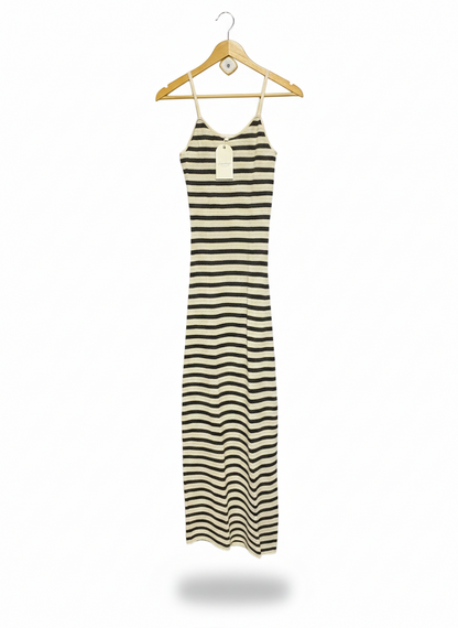 RUNWAY SCOUT |S| WAIST 12| NAUTICAL STRIPE RIBBED MAXI DRESS