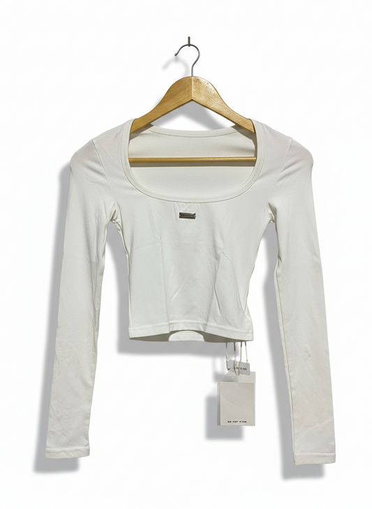 LULU SWINGS |XS| BUST 12| WHITE SQUARE-NECK CROP TOP