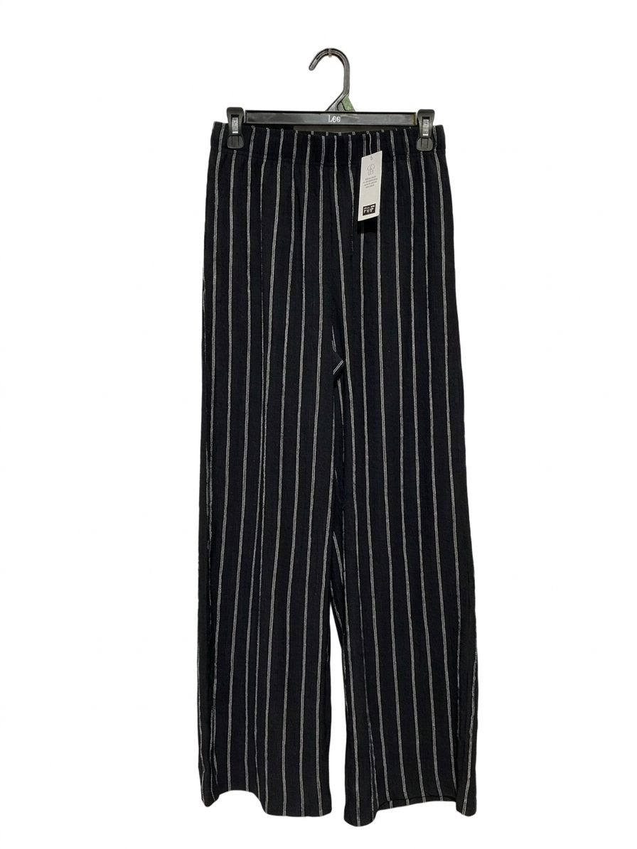 F&F |S| WAIST 26| B8| CLASSIC BLACK AND WHITE VERTICAL STRIPED WIDE-LEG TROUSERS