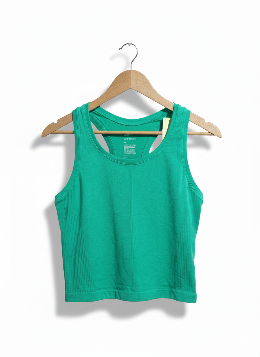 ALL IN MOTION |XS|BUST 15|Glam Green Ribbed Racerback Tank Top