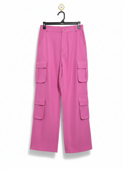 SHEIN |S| WAIST 26| VIBRANT PINK WIDE-LEG CARGO PANTS