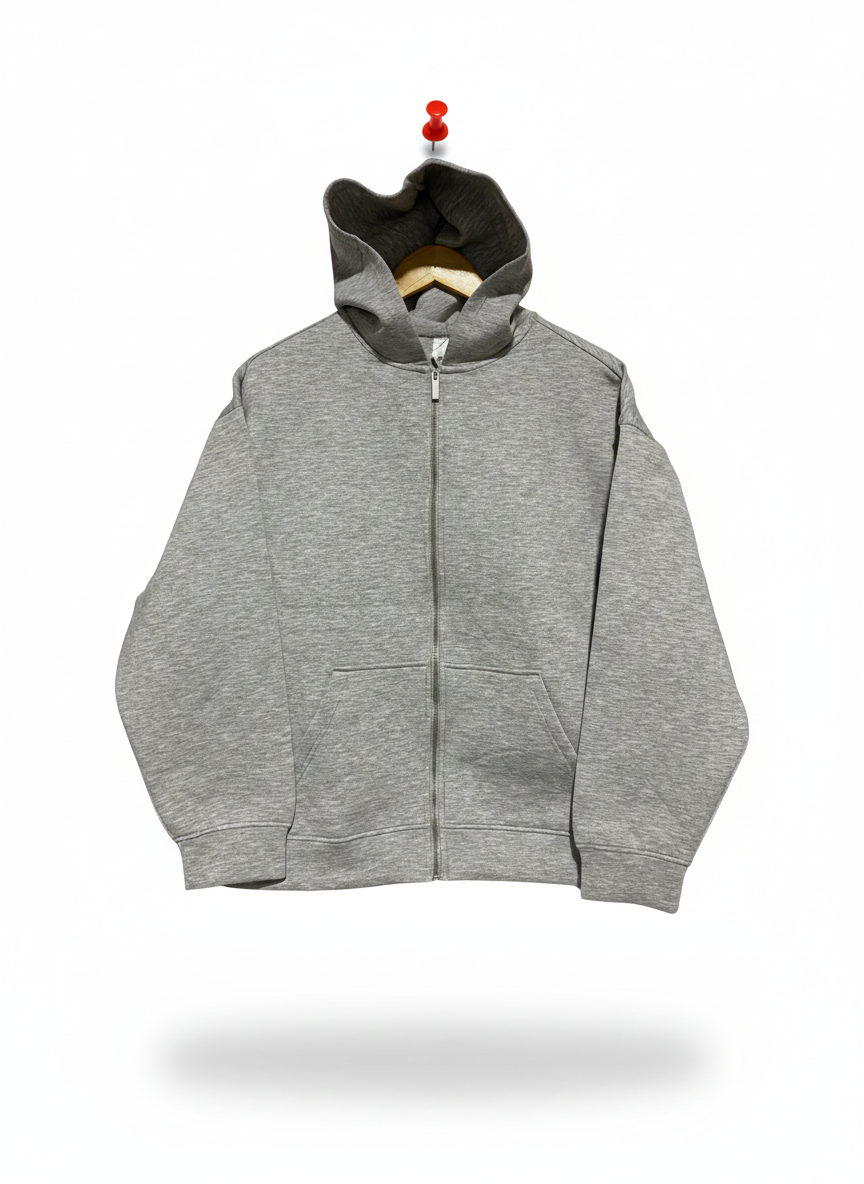 ANKO |L| BUST 23| HEATHER GREY FULL-ZIP HOODIE
