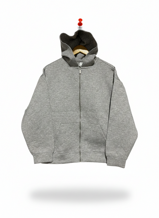 ANKO |L| BUST 23| HEATHER GREY FULL-ZIP HOODIE