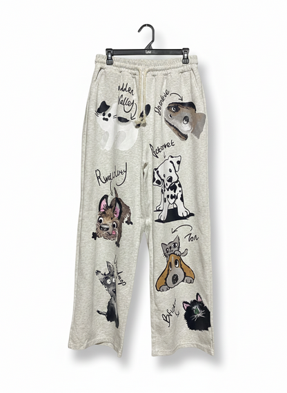 ACTORWET |L| WAIST 30| WHIMSICAL ILLUSTRATED PET PRINT SWEATPANTS