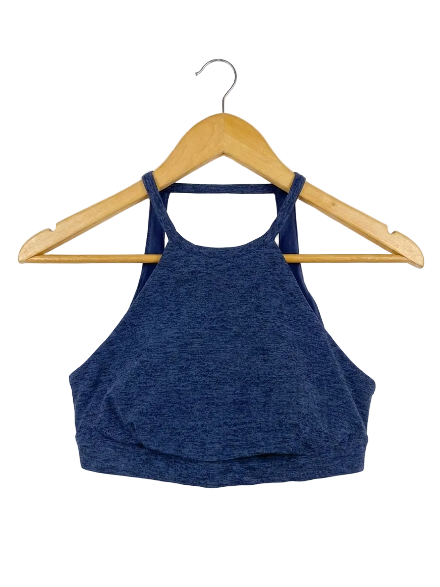 ALO | S| NAVY BLUE MARL HIGH NECK SPORTS BRA TOP