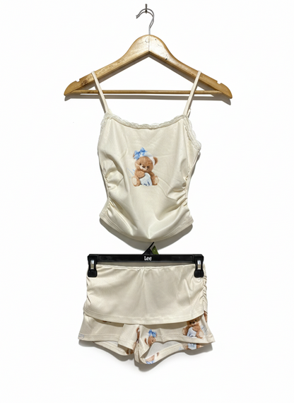 SHEIN |XS| Lace-Trim Spaghetti-Strap Camisole and Matching Pleated Shorts