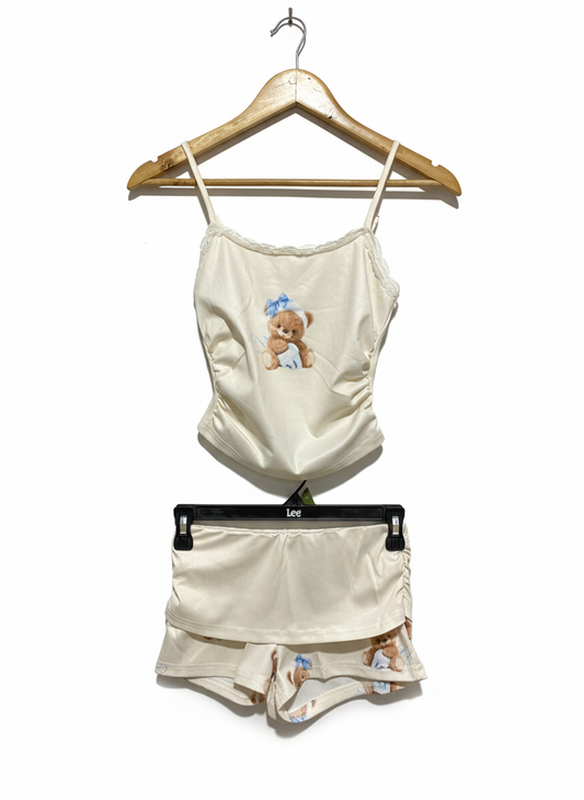 SHEIN |XS| Lace-Trim Spaghetti-Strap Camisole and Matching Pleated Shorts