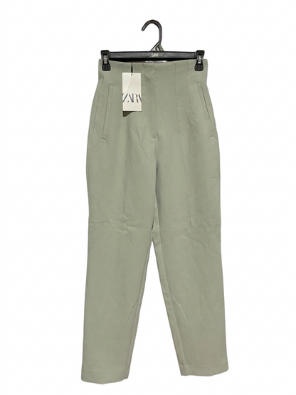 ZARA |S| WAIST 25| B9| HIGH-WAISTED SAGE GREEN TAILORED TROUSERS