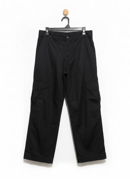 ANKO |XL| WAIST 32| RELAXED-FIT BLACK CARGO PANTS WITH MULTI-POCKET DESIGN