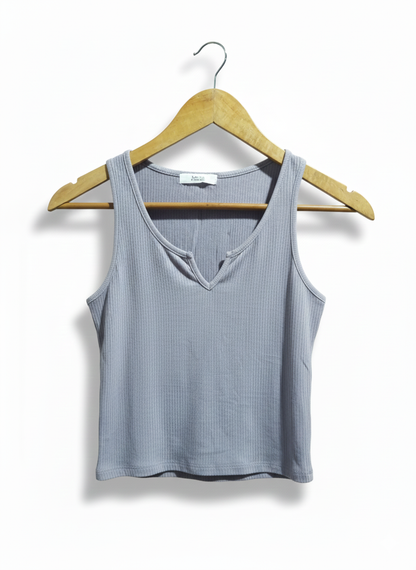 ACTIVE USA |M |BUST 12.5|Basic Ribbed V-Neck Crop Top