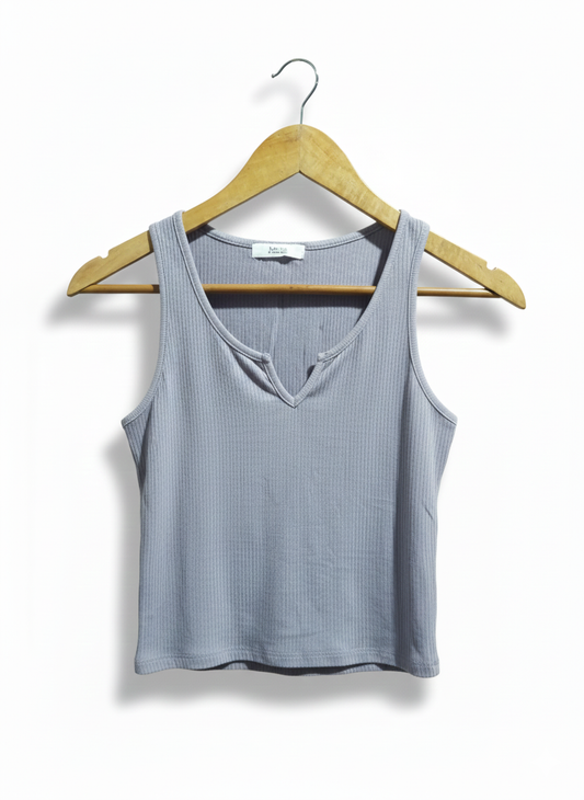ACTIVE USA |M |BUST 12.5|Basic Ribbed V-Neck Crop Top