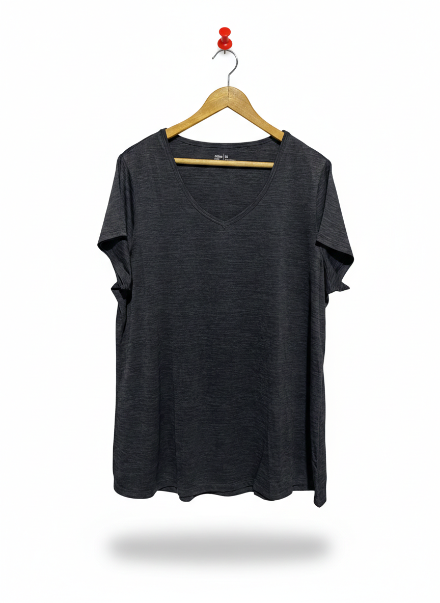 ANKO |XL| BUST 23| B13| CHARCOAL HEATHER V-NECK T-SHIRT