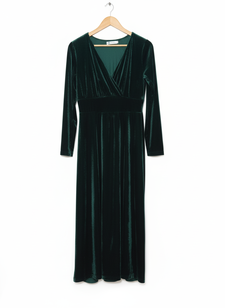 Migeer Green Velour Maxi Dress W-17 / L-52