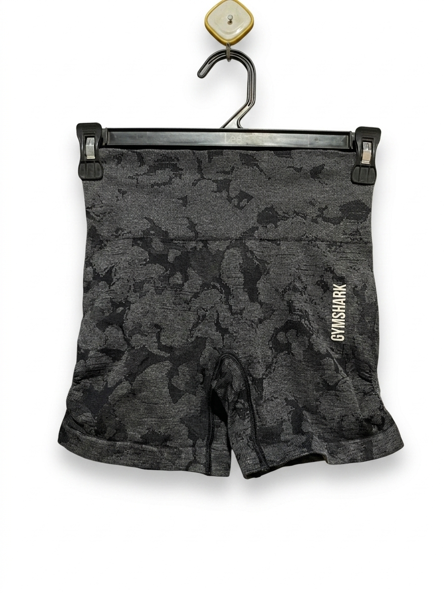 GYMSHARK | XS| WAIST 22| ADAPT CAMO SEAMLESS SHORTS BLACK GREY