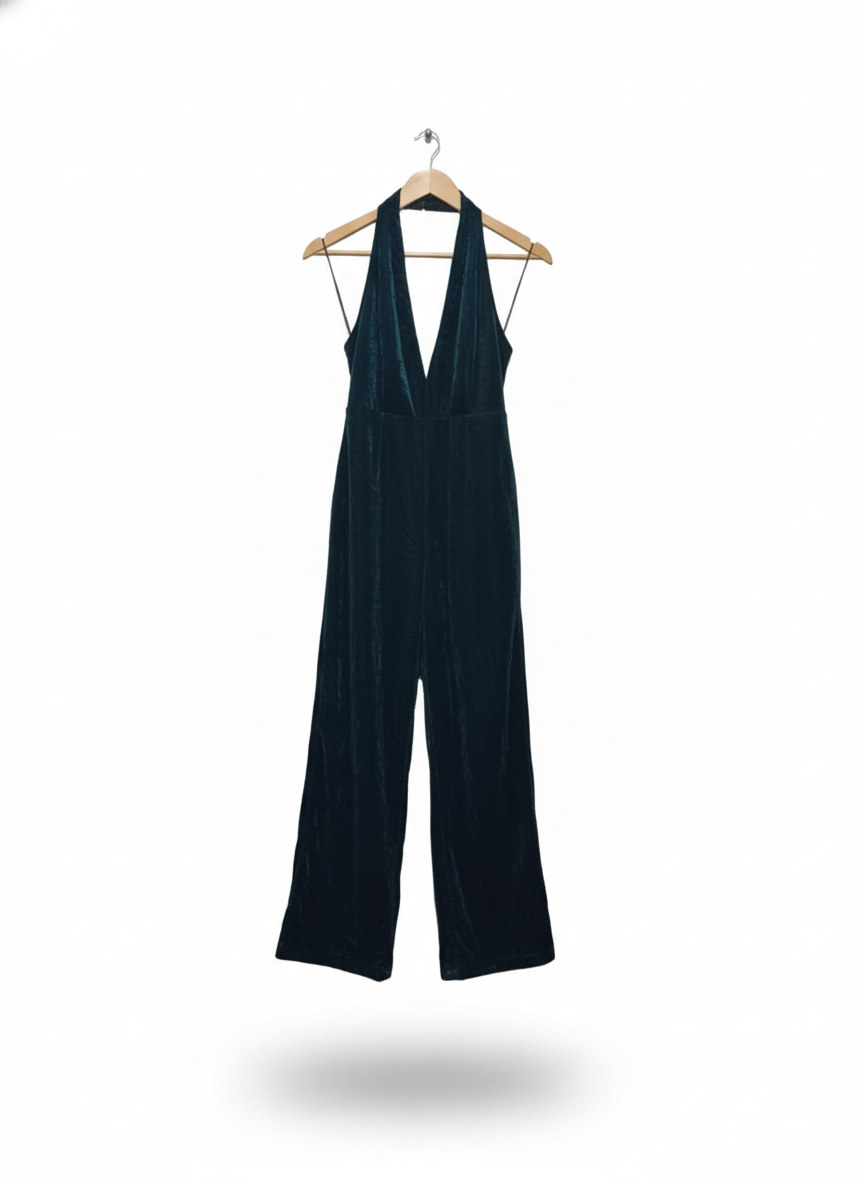 NWT ZARA WOMEN VELVET LOOK JUMPSUIT  W-13 / L-57
