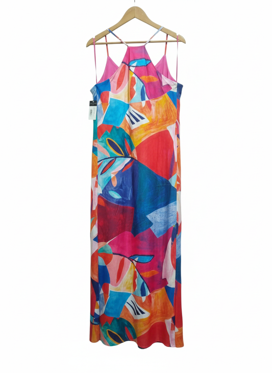 TAHARI |L|BUST 19.5| Abstract Print Matte Charmuse Maxi Dress