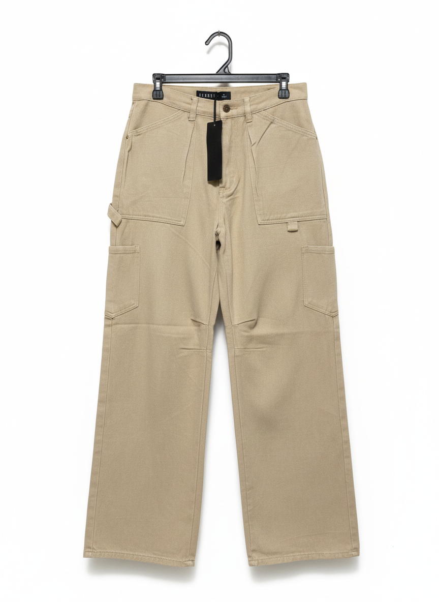 LIONESS |L| WAIST 3O| Beige or Khaki Wide-Leg Carpenter Pants