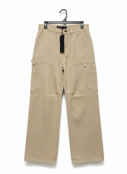 LIONESS |L| WAIST 3O| Beige or Khaki Wide-Leg Carpenter Pants