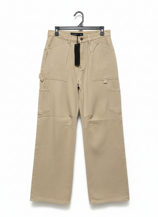 LIONESS |L| WAIST 3O| Beige or Khaki Wide-Leg Carpenter Pants