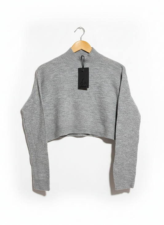 AVA&EVER |M| BUST 18| HEATHER GREY CROPPED MOCK NECK SWEATER