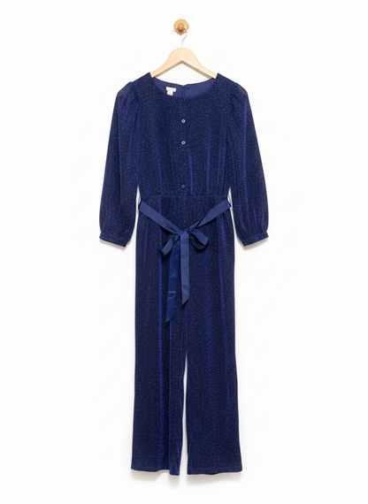 MONSOON |S| BUST 17| ERIN SPARKLE LONG SLEEVE BLUE JUMPSUIT