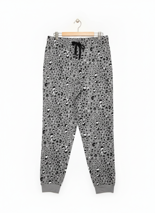 PRIMARK CARE |S| WAIST 32| Grey and Black Leopard Print Pajama Bottoms