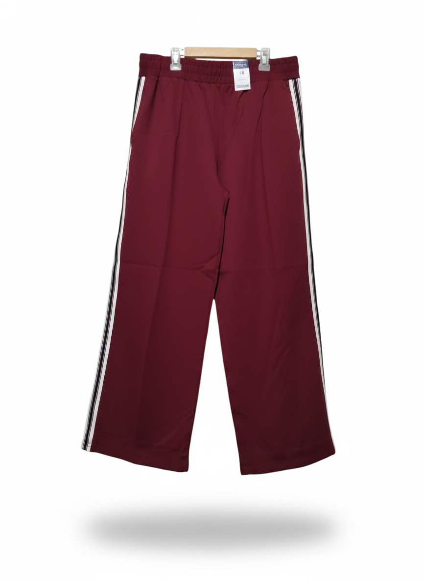 PAPAYA|L|WAIST 32| BURGUNDY WIDE-LEG TRACK PANTS