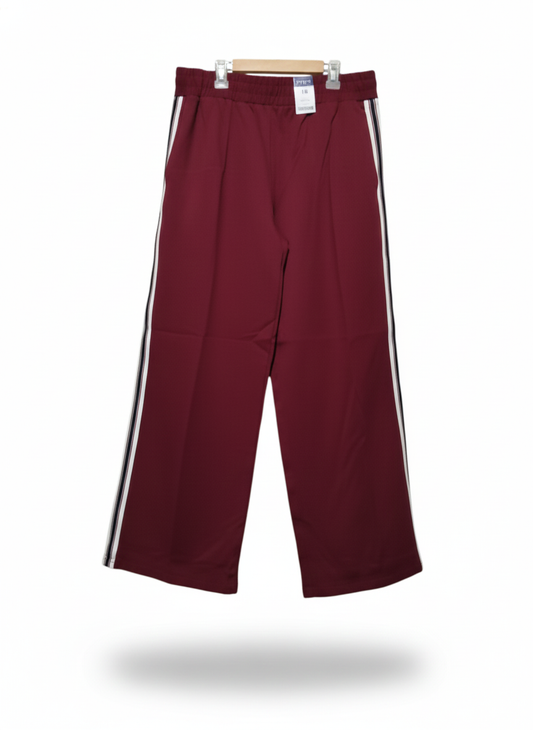 PAPAYA|L|WAIST 32| BURGUNDY WIDE-LEG TRACK PANTS