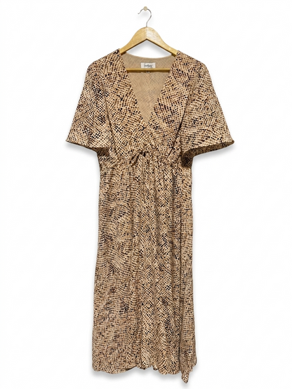 FEALHER |L| BUST 19| B20| NEUTRAL SNAKE SKIN PRINT V-NECK MAXI DRESS