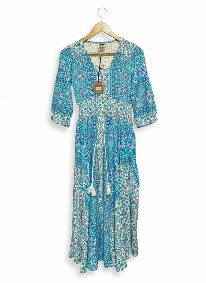 JAASE |S| BUST 16| WOMEN'S BOHEMIAN FLORAL MAXI DRESS IN AQUA