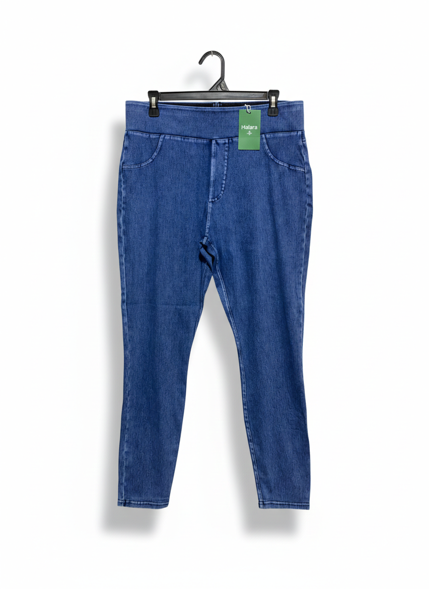 HALARA |XL| WAIST 32| MEDIUM WASH HIGH-WAISTED STRETCH DENIM JEGGINGS