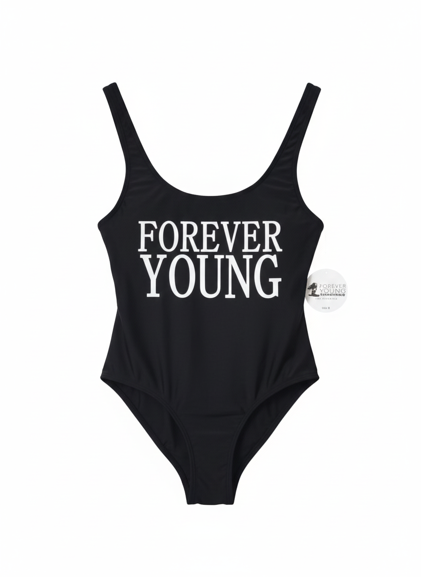 FOREVER YOUNG |M|BUST 15| Black One Piece Swimsuit