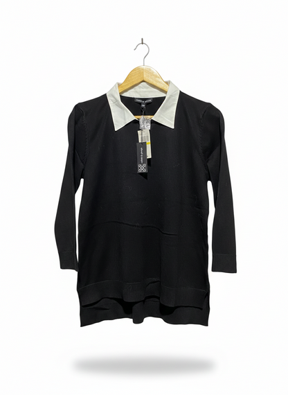 CABLE & GAUGE |M| Black Long-Sleeve Knit Top