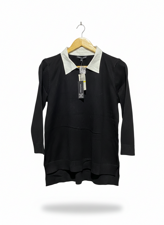 CABLE & GAUGE |M| Black Long-Sleeve Knit Top