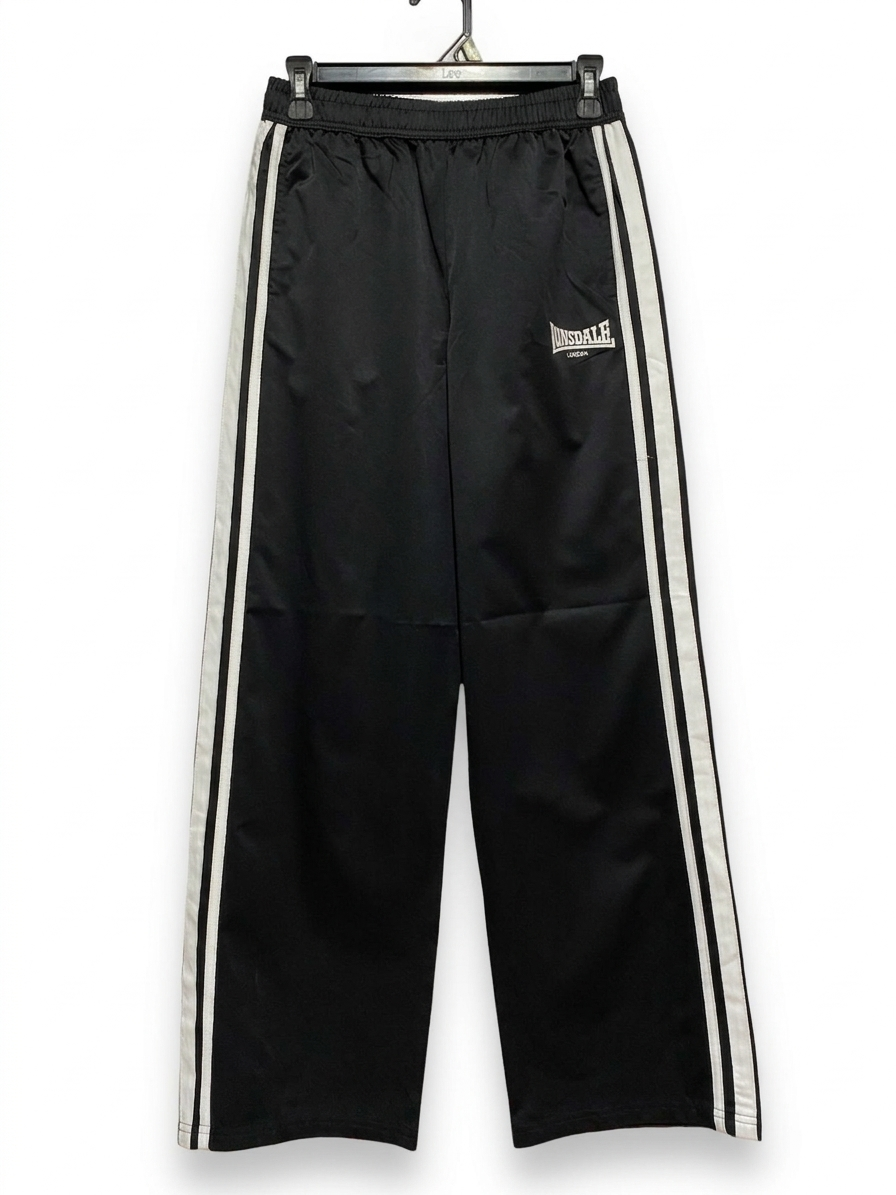 LONSDALE |M| WAIST 28| B7| CLASSIC STRIPED WIDE-LEG TRACK PANTS – BLACK/WHITE