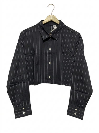 H&M |M| BUST 22| B7| STRIPED CROPPED POPLIN SHIRT
