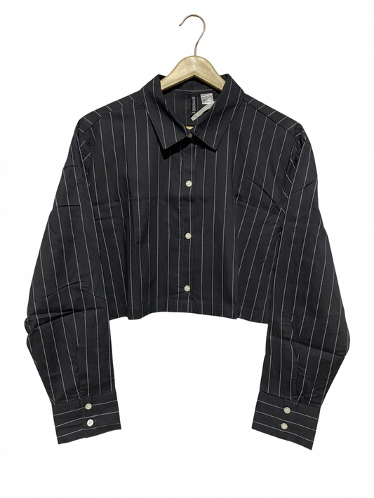 H&M |M| BUST 22| B7| STRIPED CROPPED POPLIN SHIRT