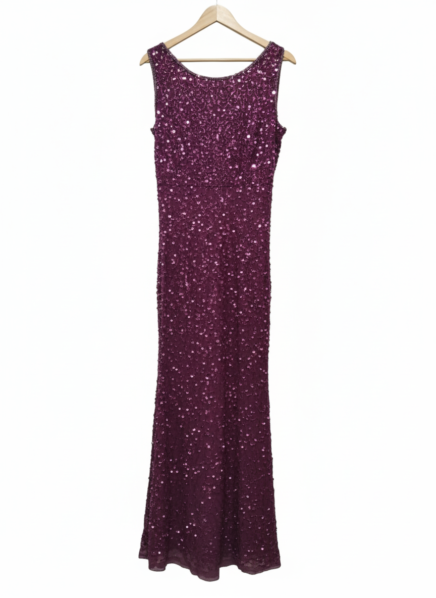 KALEIDOSCOPE Sleeveless Sequined Gown Dress In A Burgundy / Wine Color