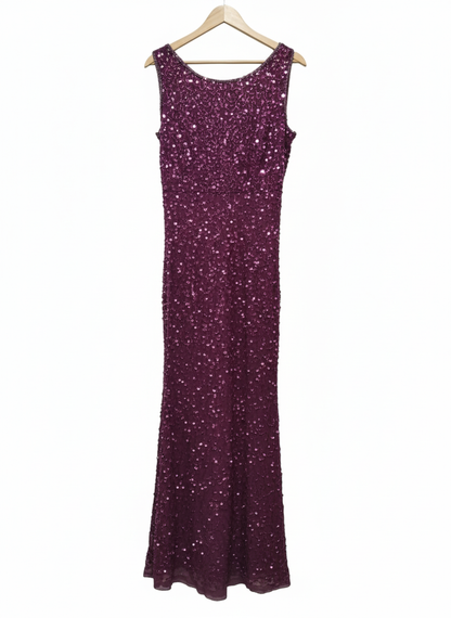 KALEIDOSCOPE Sleeveless Sequined Gown Dress In A Burgundy / Wine Color