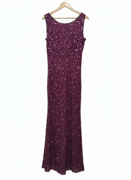 KALEIDOSCOPE Sleeveless Sequined Gown Dress In A Burgundy / Wine Color