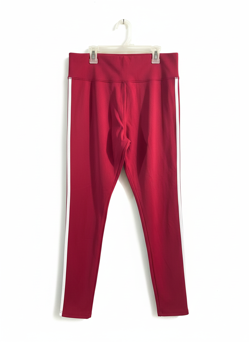 SHEIN|L/XL|WAIST 30|RED LEGGINGS WITH WHITE SIDE STRIPES
