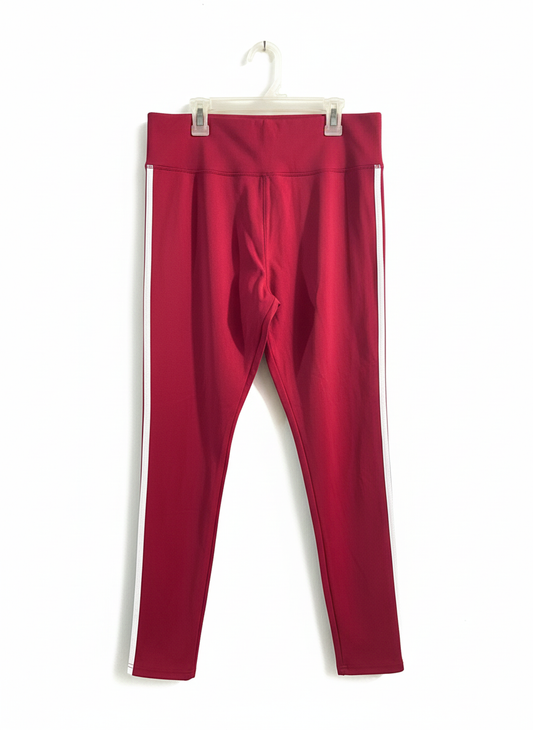 SHEIN|L/XL|WAIST 30|RED LEGGINGS WITH WHITE SIDE STRIPES